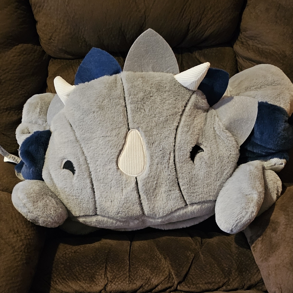 Gray and Blue Dinosaur Plush Toy Sleeping Bag.